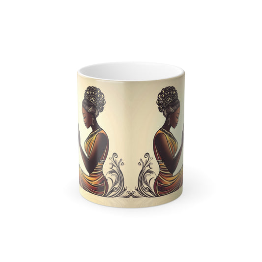 Color Morphing Mug - Artistic Woman Design, 11oz Coffee Cup for Unique Gifting