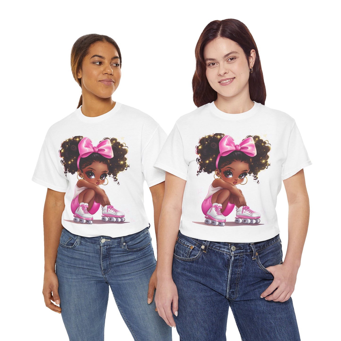 Cute Roller Skating Girl Unisex Heavy Cotton Tee