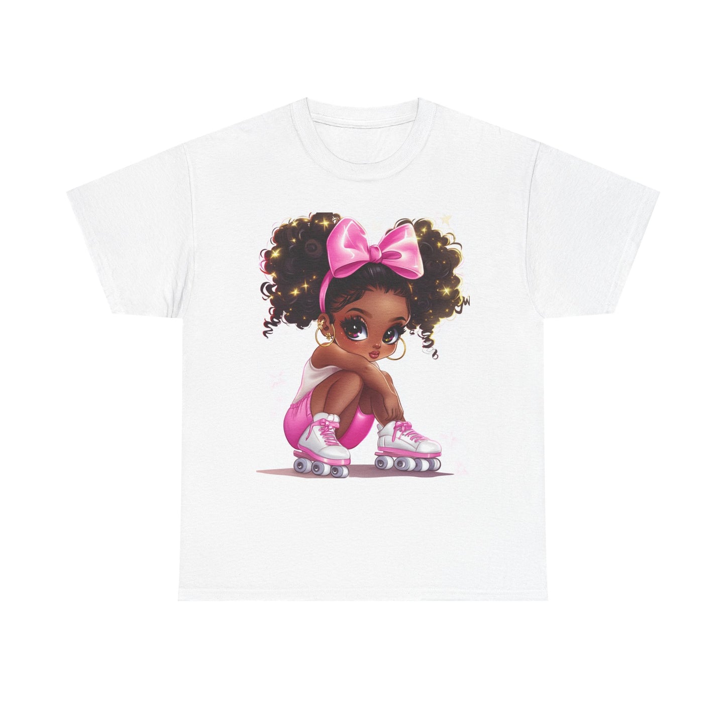 Cute Roller Skating Girl Unisex Heavy Cotton Tee