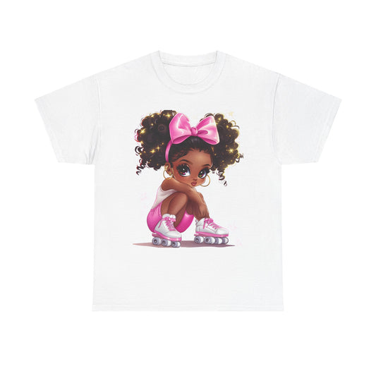 Cute Roller Skating Girl Unisex Heavy Cotton Tee