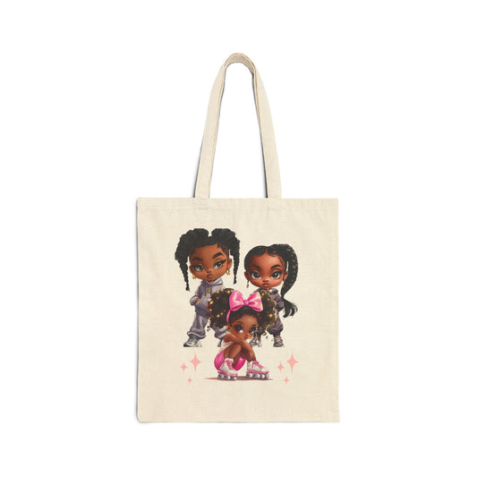 Chic Canvas Tote Bag with Trendy Roller Skating Girls Design